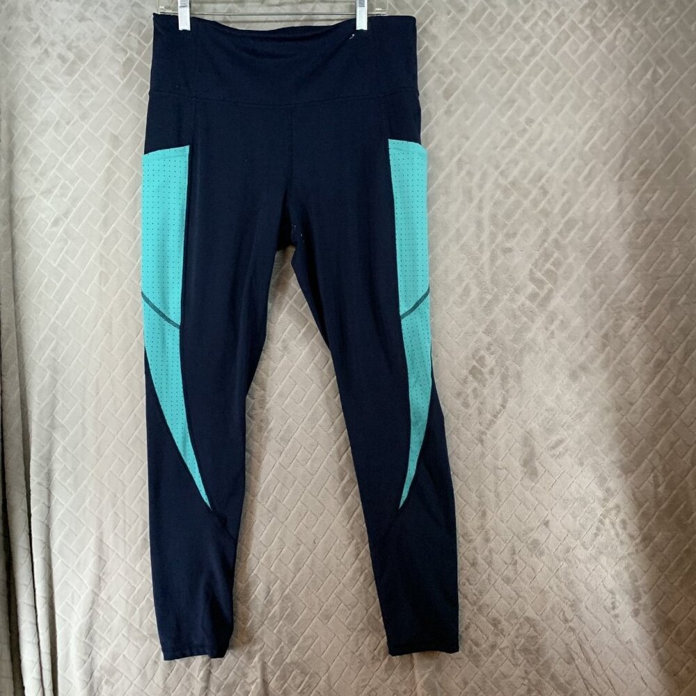 Xersion Leggings Womens XL Navy Blue Skinny High Rise Athletic Gym Anti Oder